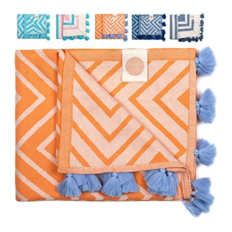 Nova Blue Orange Zigzag Beach Towel Cover