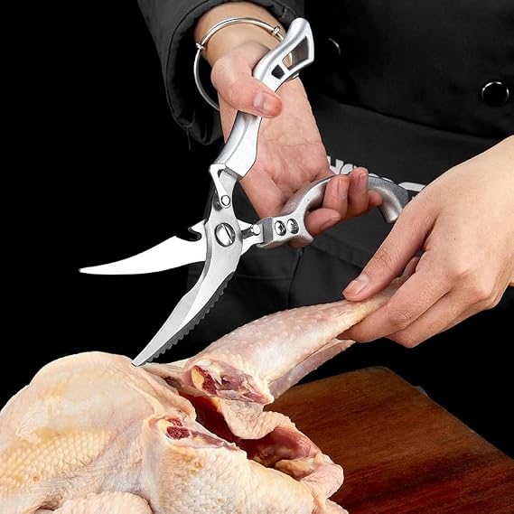 Heavy Duty Stainless Steel Kitchen Scissors, Professional Cooking and Poultry Shears for Bones, Turkey, Meat, Fish and Vegetables, 1-Pack