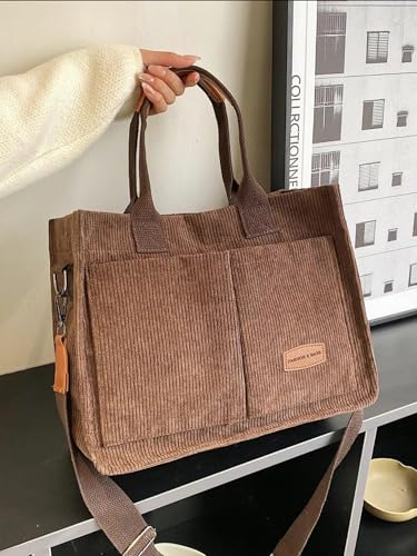 Image of Cherry Tote Bag for Women Canvas Patched Purse Cute Shoulder Bag Multi-Pocket Satchel Handbag for work travel