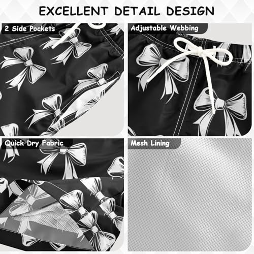 Pigsaly Boys Swim Trunks Black White Bow Boys Board Shorts Swimsuit Swimwear Summer Bathing Suit 4T3