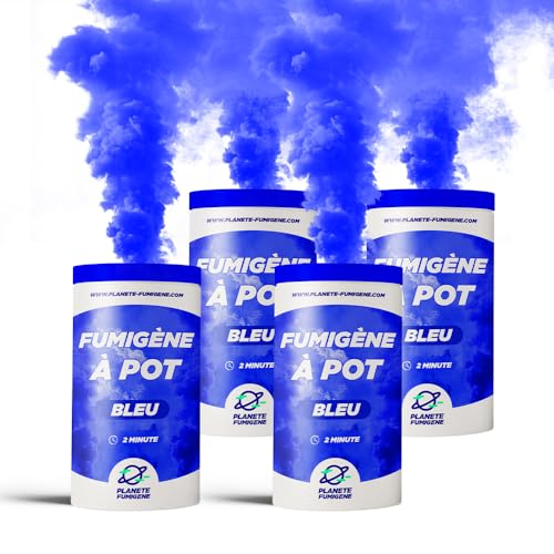 Fumigène en pot bleu à allumage mèche et longue durée de 120 secondes