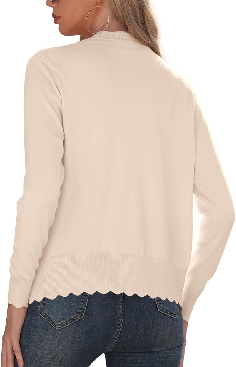 GRECERELLE Women's Long Sleeve V-Neck Button Down Cardigan Knit Shrugs Sweater - Image 4