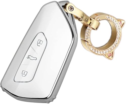 Miniatura 8 de ontto Portallaves de 3 botones compatible con VW Golf 8 ID4 TPU cubierta de llave de luz y piel brillante compatible con Skoda Octavia Seat Leon MK4