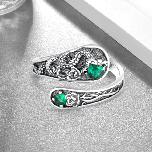 Witches Knot/Just Breathe/Snake/Dragonfly Ring 925 Sterling Silver Spoon Ring Adjustable Thumb Open Ring for Women2