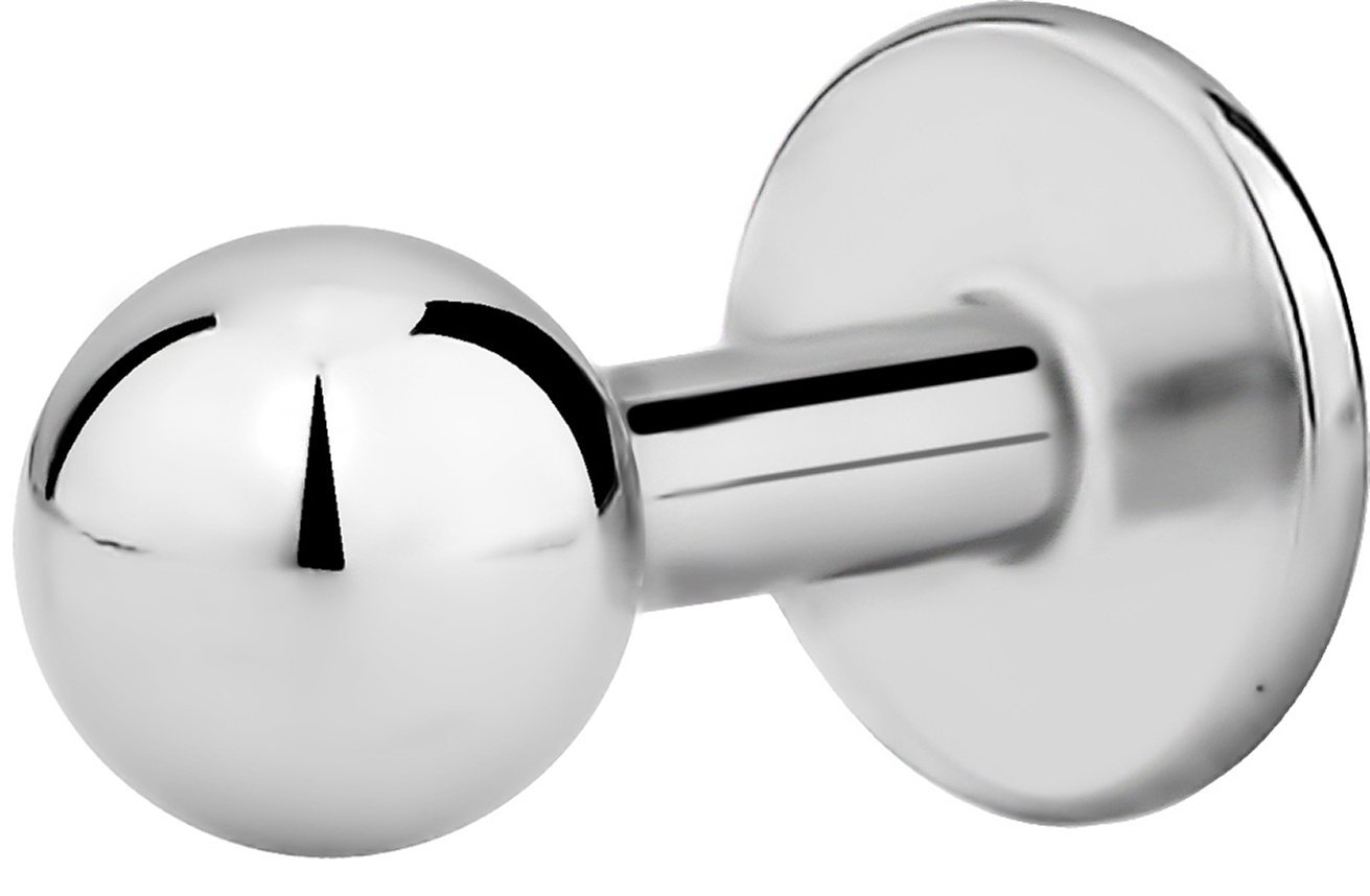 Forbidden Body Jewelry16G-18G Internally Threaded Surgical Steel Tragus, Helix Earring and Labret Stud with Ball Top