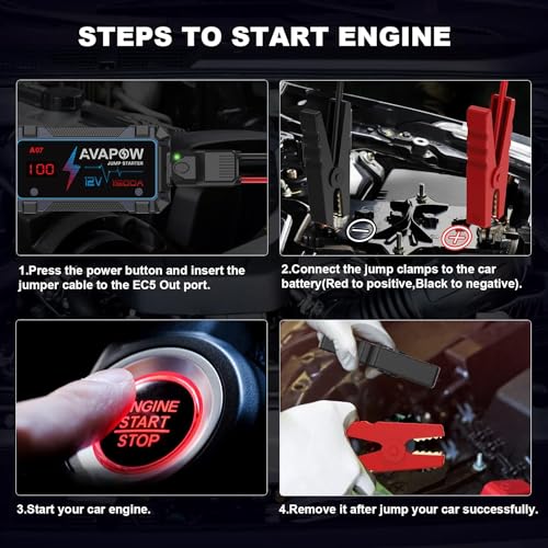 Avapow A07 Car Jump Starter Battery Jumper Starter Portable Jump Boxes Car Battery Jump Starter Battery Pack thumb #2