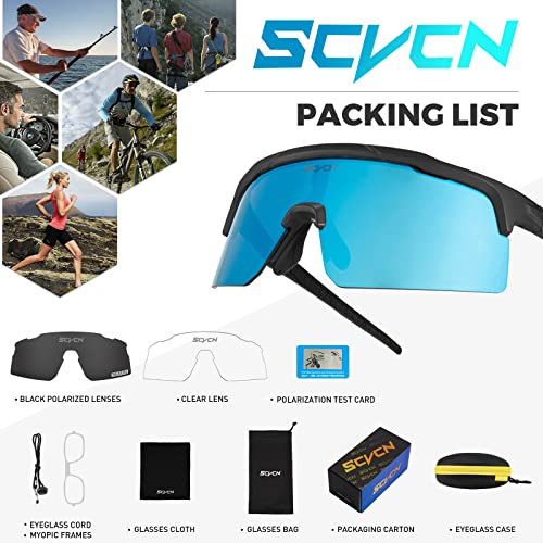 Scvcn Polarized Cycling Glasses Mountain Bike Glasses Mtb Glasses Tr90 Biking Sunglasses Men Women Bicycle Riding Goggles Sport Glasses Motorcycle Cycle Glasses Road Bike Sunglasses Running Blue #TOP5