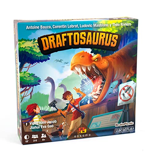 ZACATRUS Draftosaurus, Juego de Mesa, 2-5 Jugadores, Familiar, Divertido, Dinosaurios, Draft, Idioma Español, Edad +8 Años