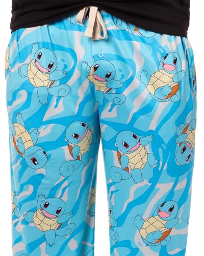Mad Engine Pokemon Men's Squirtle #007 Water All Over Print Adult Pajama Pants Sleep Lounge Bottoms3