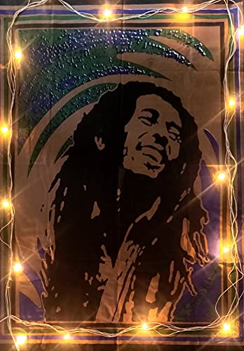 ICC Bob Marley Lachendes Poster 76,2 x 101,6 cm, Bohème-Hippie-Wandteppich, Psychedelische Flagge, Geschenk, Wandbehang, Wohnheim-Dekoration, Decke, Hippie-Rasta-Reggie-Collage Cover
