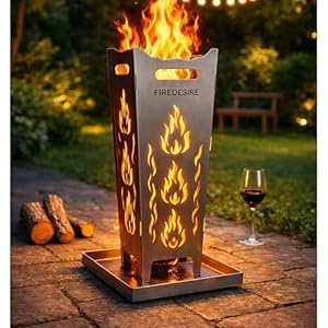 FireDesire Feuerkorb 80cm + Ascheschale ohne Grillplatte, Feuertonne, Feuerschale, Terassenofen, Grilltonne, Stahlkorb, Ofen