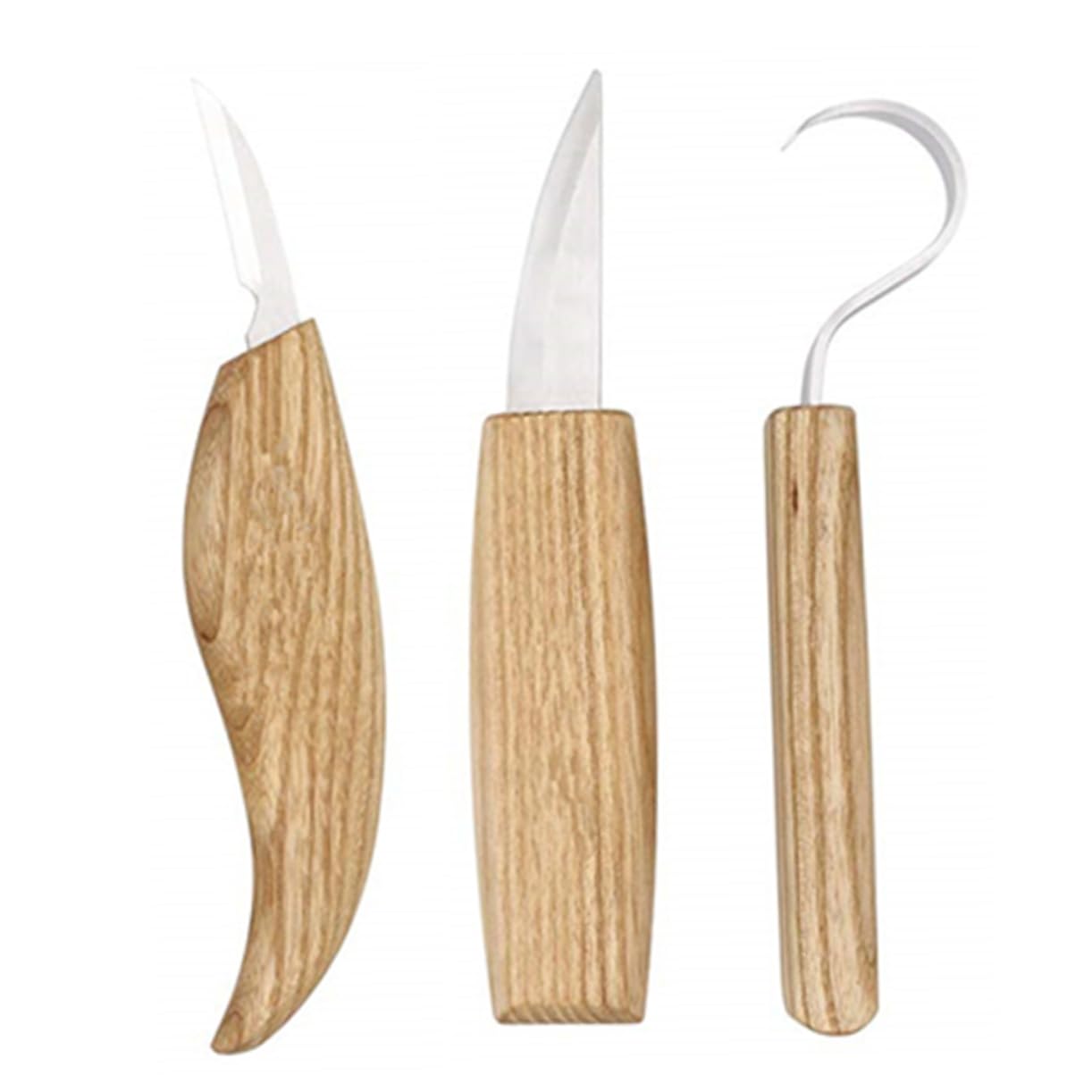 STOBOK Whittling Tools Set Tools Wood Craft Smooth Wooden Handle Stainless Steel Blade