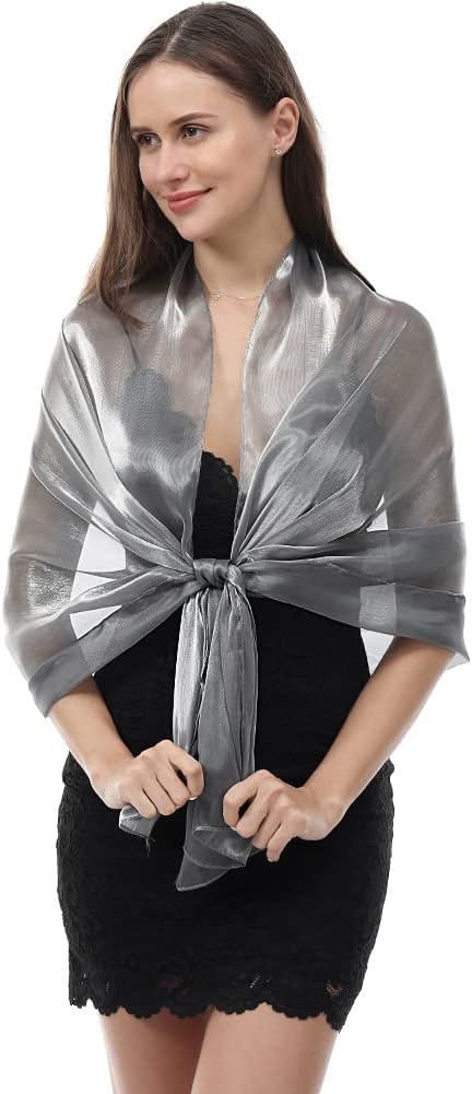 Ladiery Silky Shawls and Wraps for Evening Dresses: Women Sheer Soft Bridesmaid Wedding Formal Party Organza Shawl - Image 4