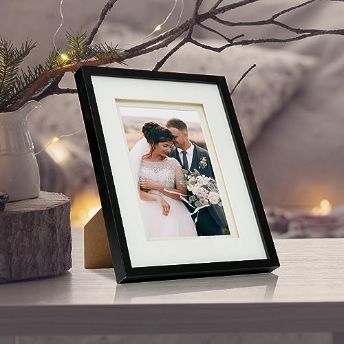 Fabian Clarke London® Black Wooden Picture Photo Frame with Off White Double Mount to Hang Portrait or Landscape (7x5) - Image 4