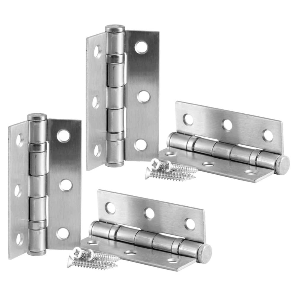 Door Hinge 3" 75mm Ball Bearing Hinges Satin Chrome Suit Internal Doors Pair