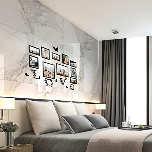 Pharege Multi Size Magnetic Picture Frame Set With A Large Love Decal, Combined Or Alone For Collage Wall Decor, Black Frame Display Two 8X10, Four 5X7, Four 4X6 Inch Photos For Family Tree #TOP4