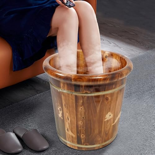 Cubeta de baño para pies de madera sólida con tapa miniatura 4
