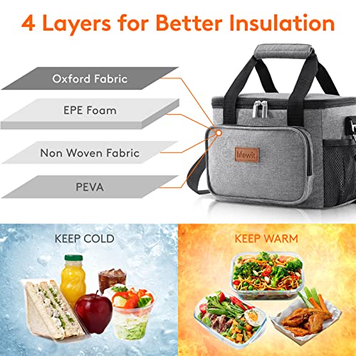 Lifewit 15L 24 Cans Insulated Picnic Lunch Bag Large Soft Cooler Bag for Outdoor/Camping/BBQ/Travel, Grey