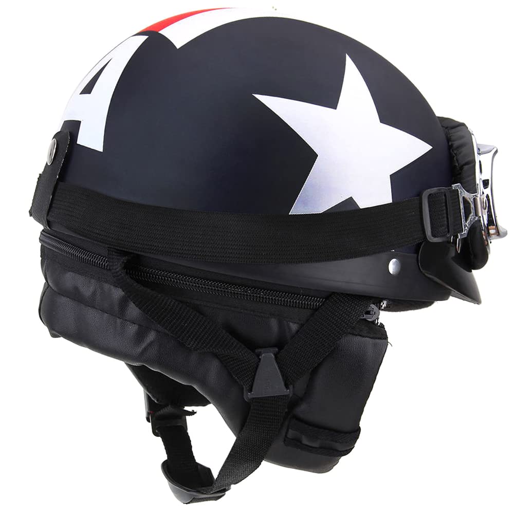 GoolRC Casco de Moto Medio Abierto con Gafas Visor Bufanda Casco de Motociclista Scooter Touring