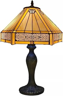 16" Inch Traditional Table Lamp Antique Brass Stained Glass Vintage Tiffany Style Light