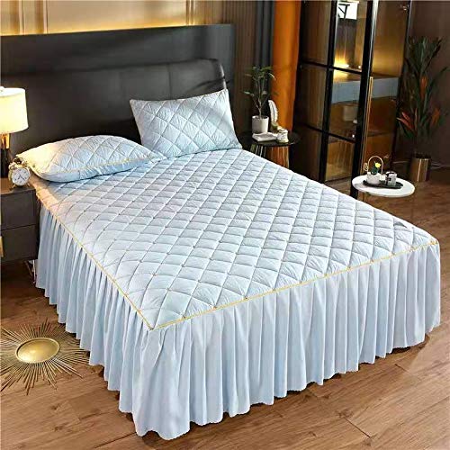 IBOWZ Elasticated Bed Skirt Ruffled 3-Piece Set Fitted Bed Skirt Bedspread Coverlet Bed Sheet 120/150/180/200cm Dustproof Ruffle Individual/Double Bed Princess Sheets Ruffled Cotton Non Slip