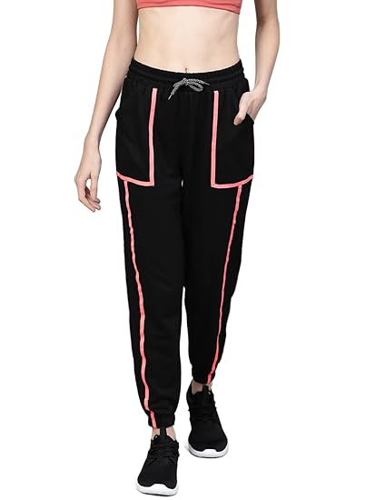 Women's Cotton Blend Regular Fit Side Tape Track Pants
