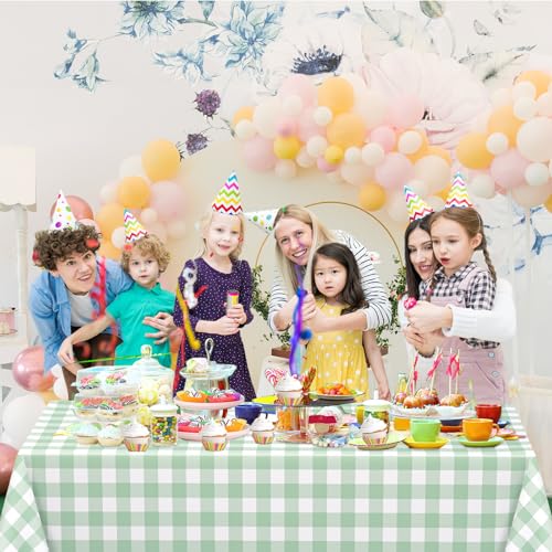 Image of WNINK 4 Pack Sage Green Checkered Rectangular Plastic Tablecloths, Green Gingham Waterproof Disposable Table Covers 54 inch x 108 inch for Birthday, Baby Shower, Wedding, Outdoor Picnic Parties