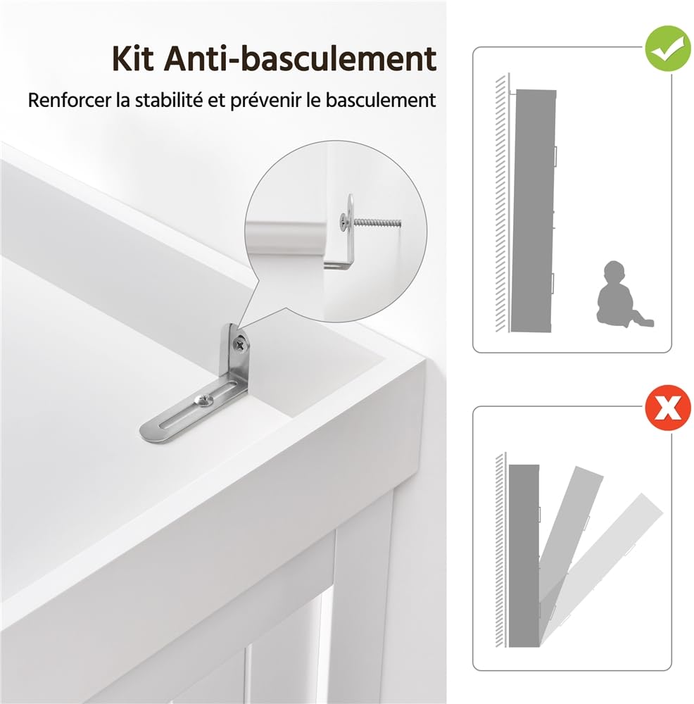 Yaheetech Buffet Haut Cuisine, Meuble de Cuisine avec 6 Étagères Réglables et 2 Tiroirs, Armoire de Rangement Polyvalente, Armoire Vestiaire pour Salon Chambre Bureau 76,5 x 40,5 x 183 cm Blanc