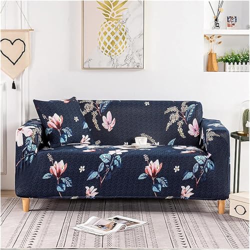 Image of Universal 3 Seater Sofa Cover with Elasticity, Protective, Stretchable, Spandex & Polyester Sofa Slipcover (3 Seater, 185cm * 230cm) (Blue Flower)