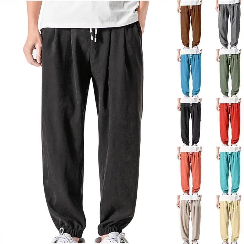 Baggy Sweatpants for Men Casual Fashion Drawstring Elastic Waist Solid Beam Feet Pants Athletic Apered Joggers