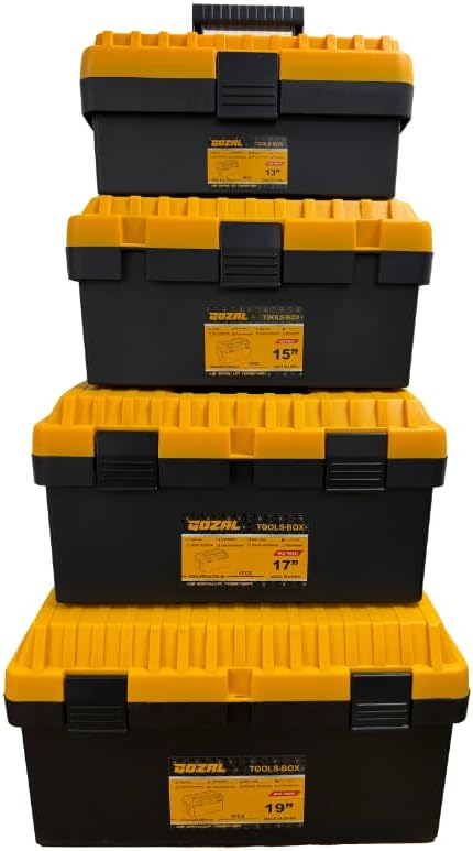 Caja de herramientas grande de plástico impermeable con bandeja de herramientas organizadora, cajas de herramientas grandes, caja de herramientas