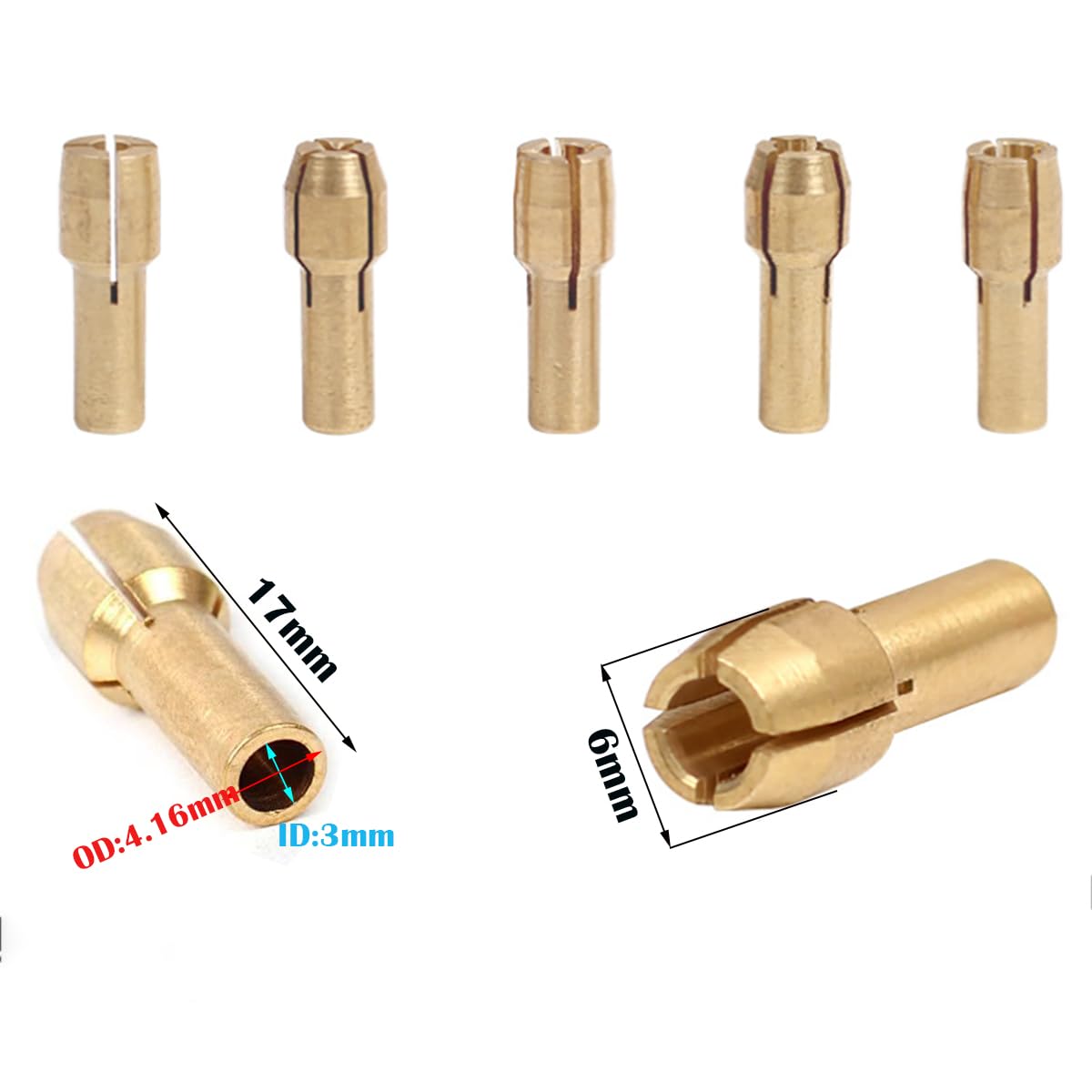 20 pezzi di precisione in ottone trapano mandrino 0.5-3.2mm ottone pinza trapano adatto per utensili rotativi Dremel raccogliere portautensili trapano elettrico rettifica