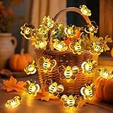 Coquimbo Herbst Lichterkette, 3M 30LED Biene Lichterkette Batterie Lichterkette Innen und Außen Herbst Deko für Kinderzimmer Garten Balkon Hochzeit Party Erntedankfest Geburtstagsdeko