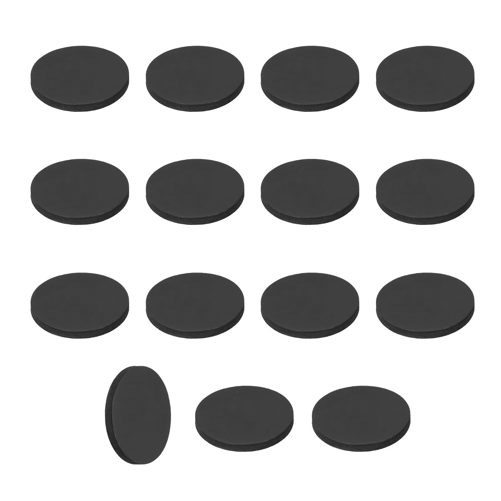 sourcing map 15Pcs Rubber Solid Discs Washers, 32mm OD x 2mm Thick Anti Slip Bumper Pads Non-Adhesive Rubber Spacers Flat Round Gasket Pad for Furniture Appliances DIY Craft, Black