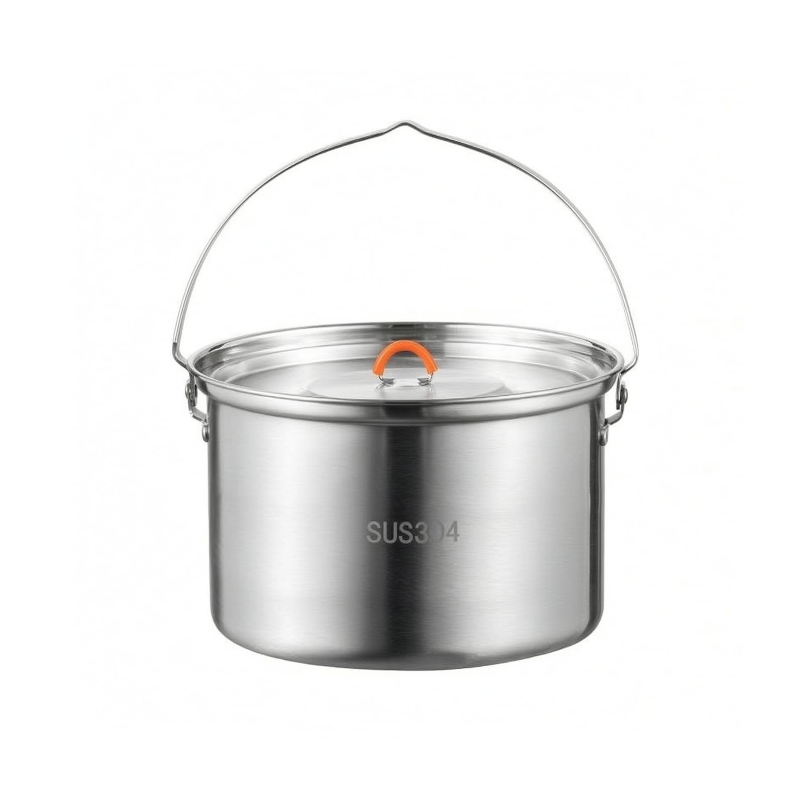 Olla Acero Inoxidable con Tapa | Portátil, Olla con Bolsa Almacenamiento, Compacta, Vajilla, para Senrismo, Campistas, 4L, Maceta Colgante