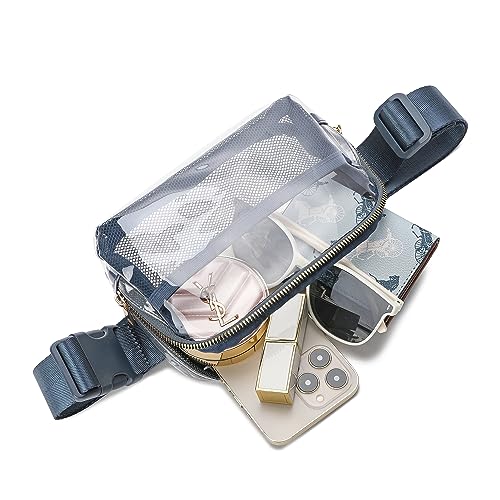 Image of Clear Belt Bag Stadium Approved for Women Men - Fanny Pack With Adjustable Strap, Crossbody Waist Bag for Concerts, Sports, Travelling, Hiking, Running (Blue)