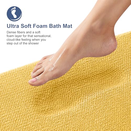 Image of OLANLY Thick Memory Foam Small Bathroom Rugs 24x16, Extra Soft Absorbent Bath Rug, Quick Dry Bath Mats, Non-Slip, Machine Washable Carpet for Bathroom, Tub and Shower, Home Decor Accessories, Yellow