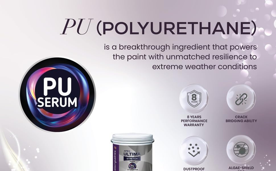 Image of Asian Paint APEX ULTIMA STRETCH White Premium Exterior Emulsion - Premium Weather Protection | Dust Resistant, Anti-Algal | 1 Liter (White)