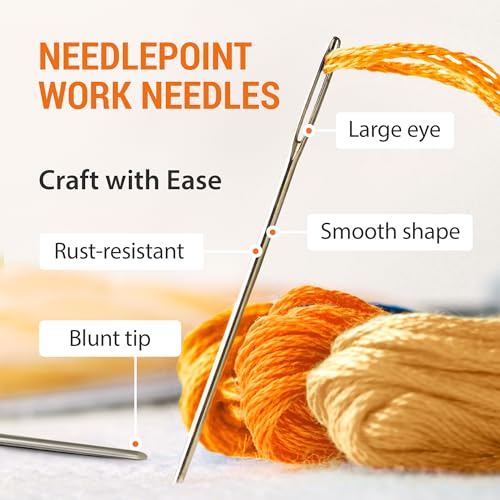 Image of VONEEDL Large Eye Blunt Tapestry Needles (Pack of 60) - 6 Sizes with 6 Storage Tubes - Perfect for Darning, Embroidery, Cross-Stitching, Needlepoint, Crafting, Knitting, Weaving, and DIY