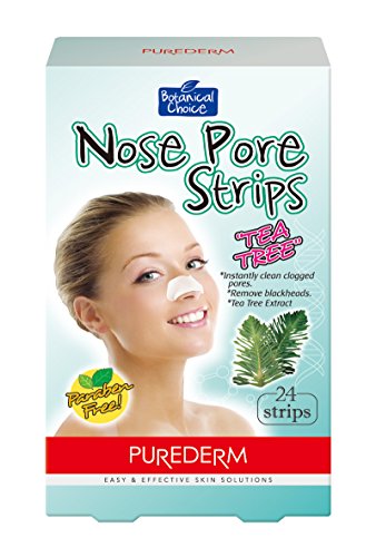Purederm Nose Pore Strips: Premium 24 Pack Tea Tree Pore Strips To Remove Blackheads, Dirt and Oil/Easy To Use, Deep Cleansing Face Pore Strips For Clean, Fresh, Radiant, Youthful Skin