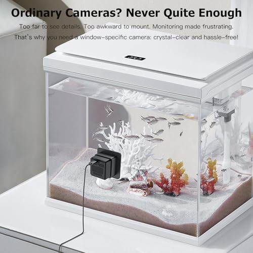 Image of Fish Tank Camera, 2K HD for Aquarium & Reptile Terrarium, 140 Wide-Angle with Anti-Glare, Night Vision, WiFi Pet Camera with AI Motion Detection, 2-Way Audio, 24 /7 Cloud /SD Recording (Black)