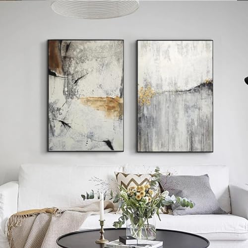 Décoration d'intérieur photo murale haut de gamme tableau abstrait gris or 80x110cm