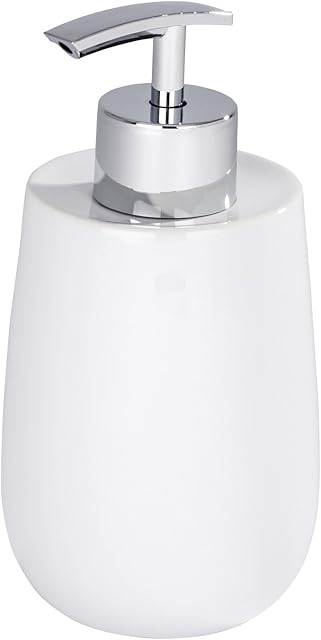 Wenko Malta Soap Dispenser, Ceramic, White, 7 x 7 x 15.2 cm