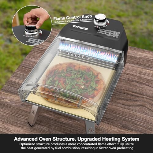Image of Mimiuo Gas Pizza Oven Outdoor - 33 lbs Heavy Duty Propane Pizza Stove for Outside, 60 Second Pizza - Includes 13 inch Square Stone Foldable Peel & Cover - Portable for Backyard Camping | Portable Propane Pizza Stove for Outside Backyard Camping