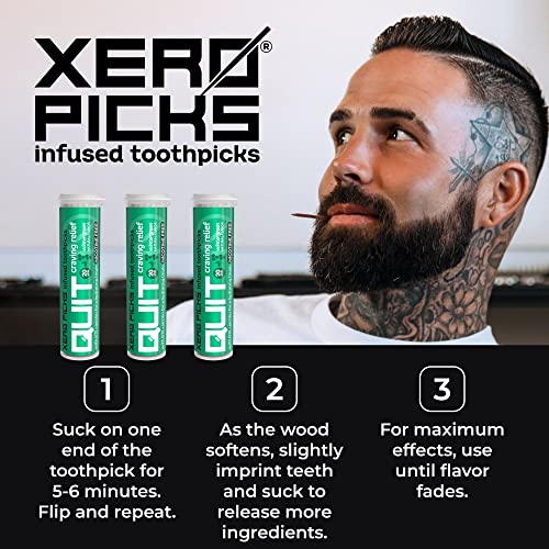 Image of Xero Picks Infused Flavored Toothpicks to Help Quit Smoking - Nicotine Free - 60 Picks - 3 Pack - Wintergreen - Non-GMO Kosher Vegan