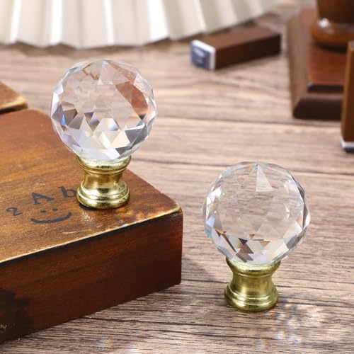 Image of 2 Pieces Crystal Lamp Finial Lamp Cap Knob Lamp Screw Topper Lamp Finial with Polished Chrome Base for Lamp Shade Lamp Decoration