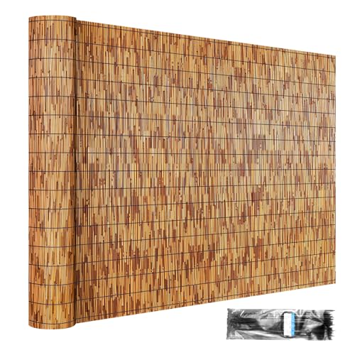 ZNCMRR Reed Fencing Rolls Fencing 4ft High Roll Reed Screen for Balcony Patio Garden Backyard 4FT X 16.4FT Privacy FenceBrown