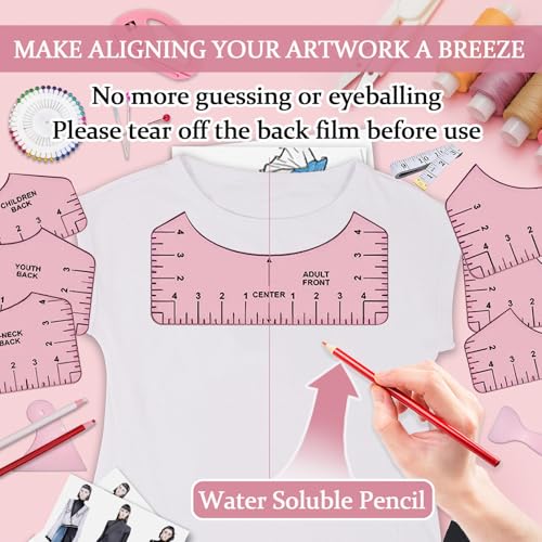 67 Pcs Sublimation Shirts Tool Kits for Vinyl Alignment,Heat Press Mat Pad Silicone,T-Shirt Rulers Guide and Teflon Sheet for Cricut Heat Press HTV Vinyl Center Designs,Craft Sewing Accessories - Image 5