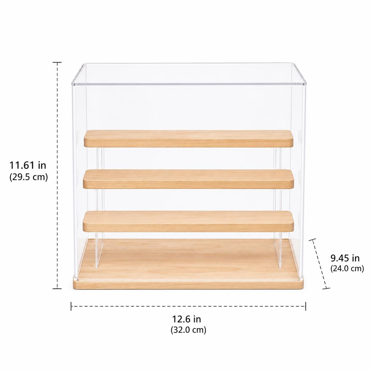 Vitrine Sammlerstücke, Transparente Acryl Vitrine mit Holzfuß, Mehrstufige 4 Ebenen Vitrine für Figuren und Modellbau, Staubfrei und Dekorativ , Japanischer Stil, 4 Ebenen (#2548)
