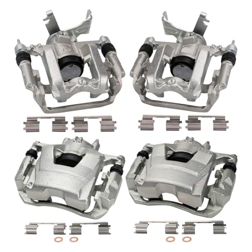 Image of TRQ Front and Rear Brake Caliper Set Zinc Coated Brackets Compatible with 2013-2017 Chevrolet Sonic